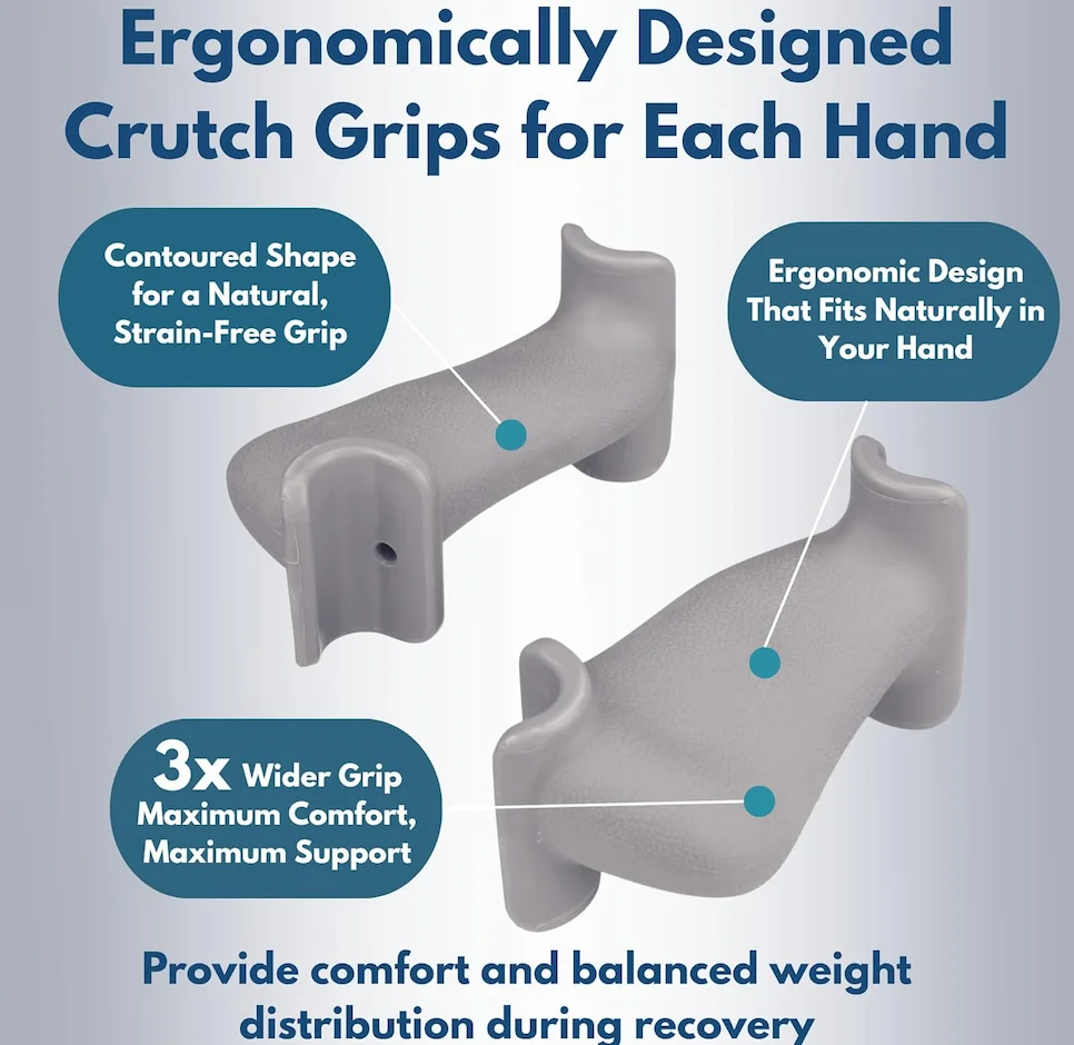 ergonomically designed crutch grip suitable for both hands