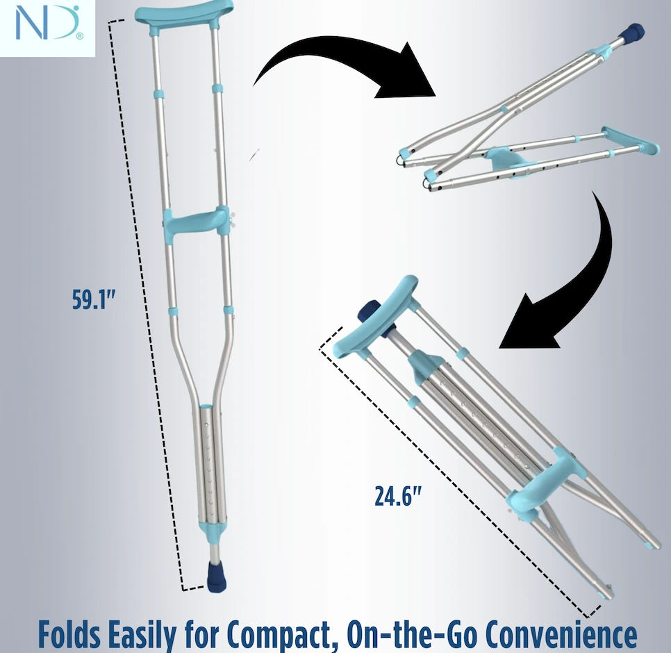 ergowalk crutch with adjustable length and foldable design